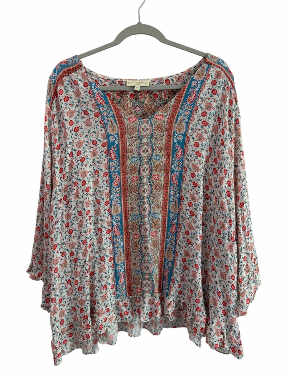 Cynthia Rowley Resortwear Floral Print Swing Blouse Size 3X Vacation Travel